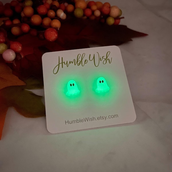 Glow in the Dark Ghost Stud Earrings, Halloween Acrylic Jewelry