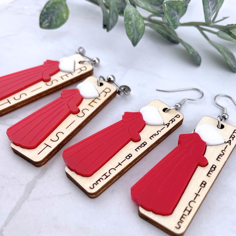 Womens Rights Feminist Earrings Resist Praise Be Bitches Political Democrat Liberal Pro Choice Woke image 2