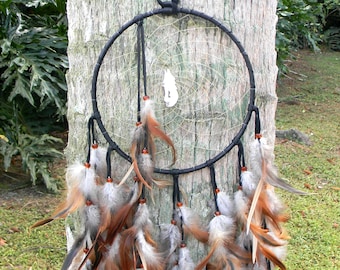 BLACK DREAM CATCHER / Large Dream Catcher / Wolf Wall hanging