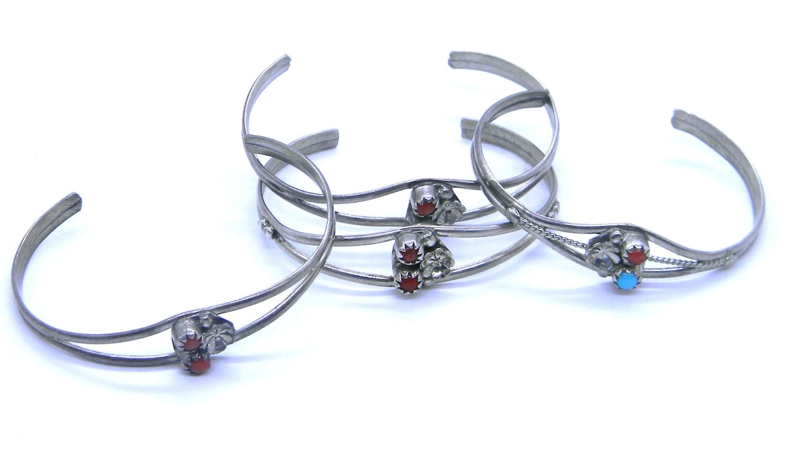 NAVAJO Sterling BABY BRACELETS / Four Navajo Baby Bracelets / Etsy