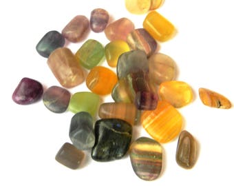 FLUORITE TUMBLED STONES -Multi Colored Fluorite - One ounce Fluorite