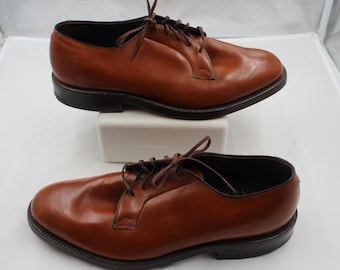 Johnston & Murphy Vintage Size 10.5 Plain Toe Blucher Derby Dress Shoes Tan