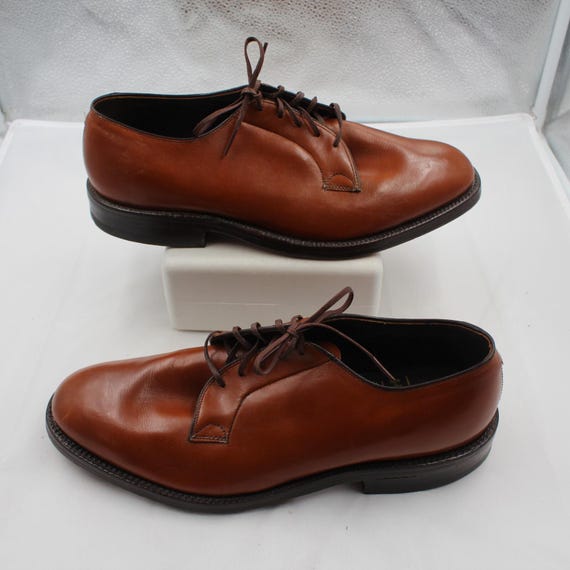 Johnston & Murphy, Johnston & Murphy Vintage Size 10.5 Plain Toe Blucher Derby Dress Shoes Tan