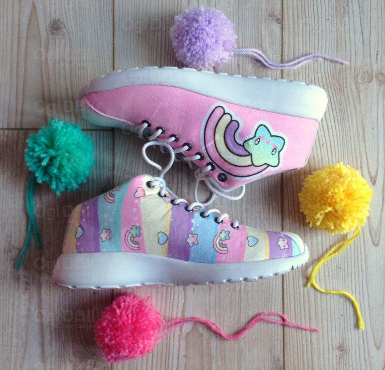 Vegan friendly Rainbow Trainers for a yume Kawaii outfit