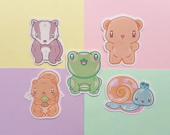 Pastel Animal Die Cut Stickers, Kawaii Animal Sticker Pack, Cute Animals Stickers, Laptop Stickers, Journal Sticker, Penpal Gift