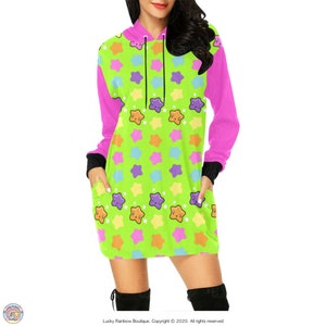 Green Sweater Dress, Rainbow Star Print Hoodie, Oversized Sweatshirt Women, Kawaii Clothes, JFashion Shirt, Sweatshirts Christmas Trending