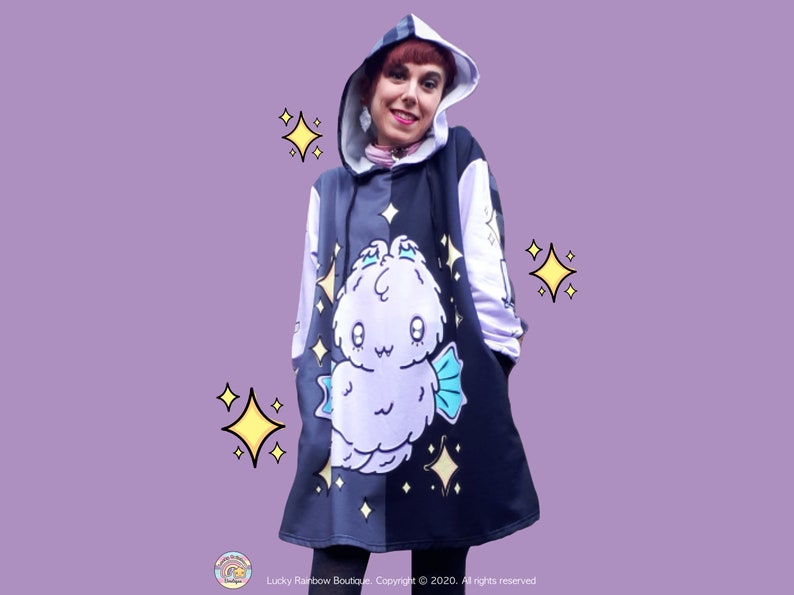 Kawaii Purple Bat Hoodie Dress