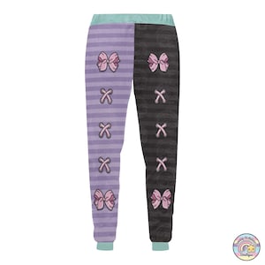Roze strik uniseks joggingbroek, goth-pastelkleding, harajuku-joggingbroek, paarse joggingbroek, kawaii gothic-kleding, decoramode afbeelding 6