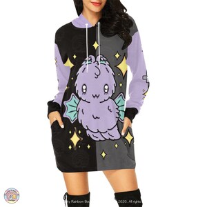 Halloween Bat oversized Hoodie with Half and Half Black and Grey Background and Stars Detail