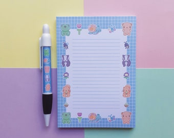 Woodland Animals Lined Notepad Size A6, Pastel Animals Notebook, Memo Pad, Kawaii Stationery, Back to School Gift