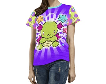 Cute Dragon T-shirt, Kawaii Clothing, Purple Dragon Scales Top, Harajuku Streetwear, Anime Graphic Tees, Summer Tops, Kidcore Clothes