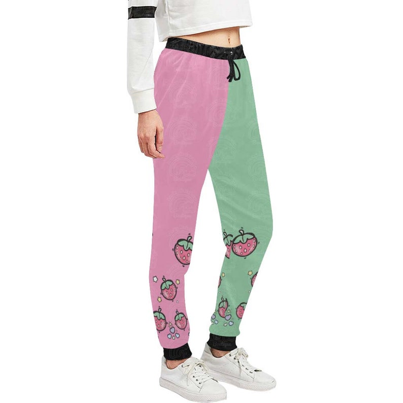 Yume Kawaii Pants, Cute Pink and Green Jogger Pants