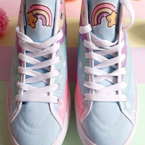 Pastel Blue Colour Block HI Top Trainers