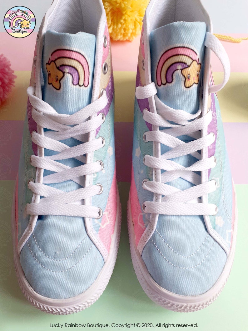 Pastel Blue Colour Block HI Top Trainers