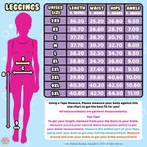 Leggings Adult Size Chart. Lucky Rainbow Boutique