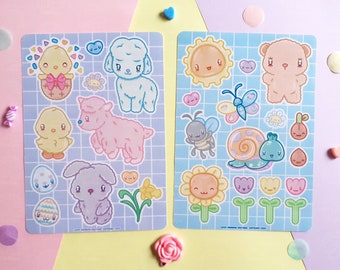 Cute Animal Sticker Sheets, Pastel Stickers Bullett Journal, Planner Stickers Kawaii, Laptop Stickers Anime, Penpal Gift, Kids Party Favors