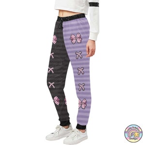 Roze strik uniseks joggingbroek, goth-pastelkleding, harajuku-joggingbroek, paarse joggingbroek, kawaii gothic-kleding, decoramode afbeelding 8
