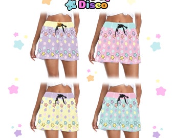 Pantalones cortos Pastel Rainbow Star Board, pantalones Harajuku All Over Stars, ropa Kawaii, pantalones cortos de verano Color Block, Fairy Kei, ropa gótica pastel