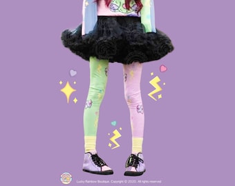 Różowe legginsy z kokardą, legginsy z skrzyżowanymi kośćmi, ubrania Yami Kawaii, legginsy Pastel Goth, ubrania Kawaii Goth, legginsy na Halloween, spodnie Harajuku