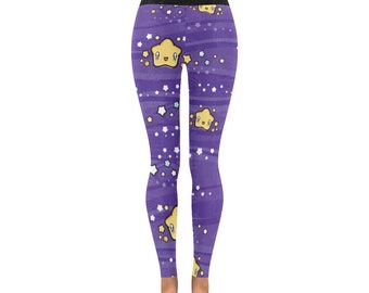 Star Leggings, Kawaii Clothes, Galaxy Leggings, Purple Leggings, Harajuku Pants, J-fashion, Workout Leggings, Decora Kei