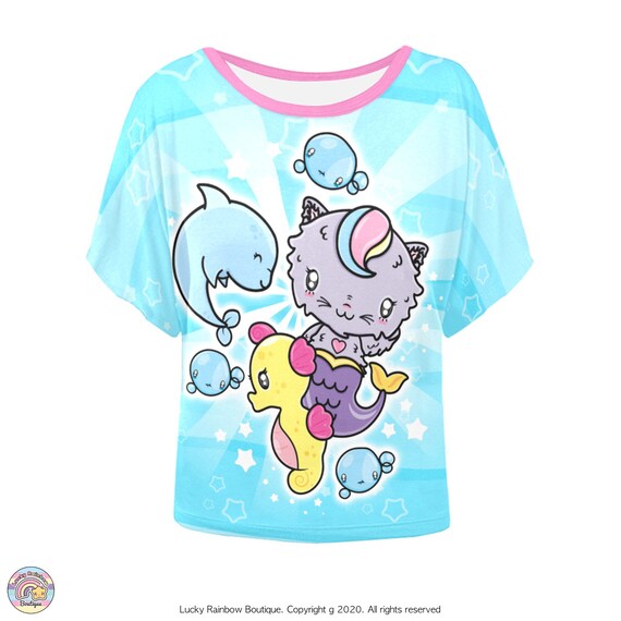 Camiseta de murciélago de gato sirena ropa Kawaii de -