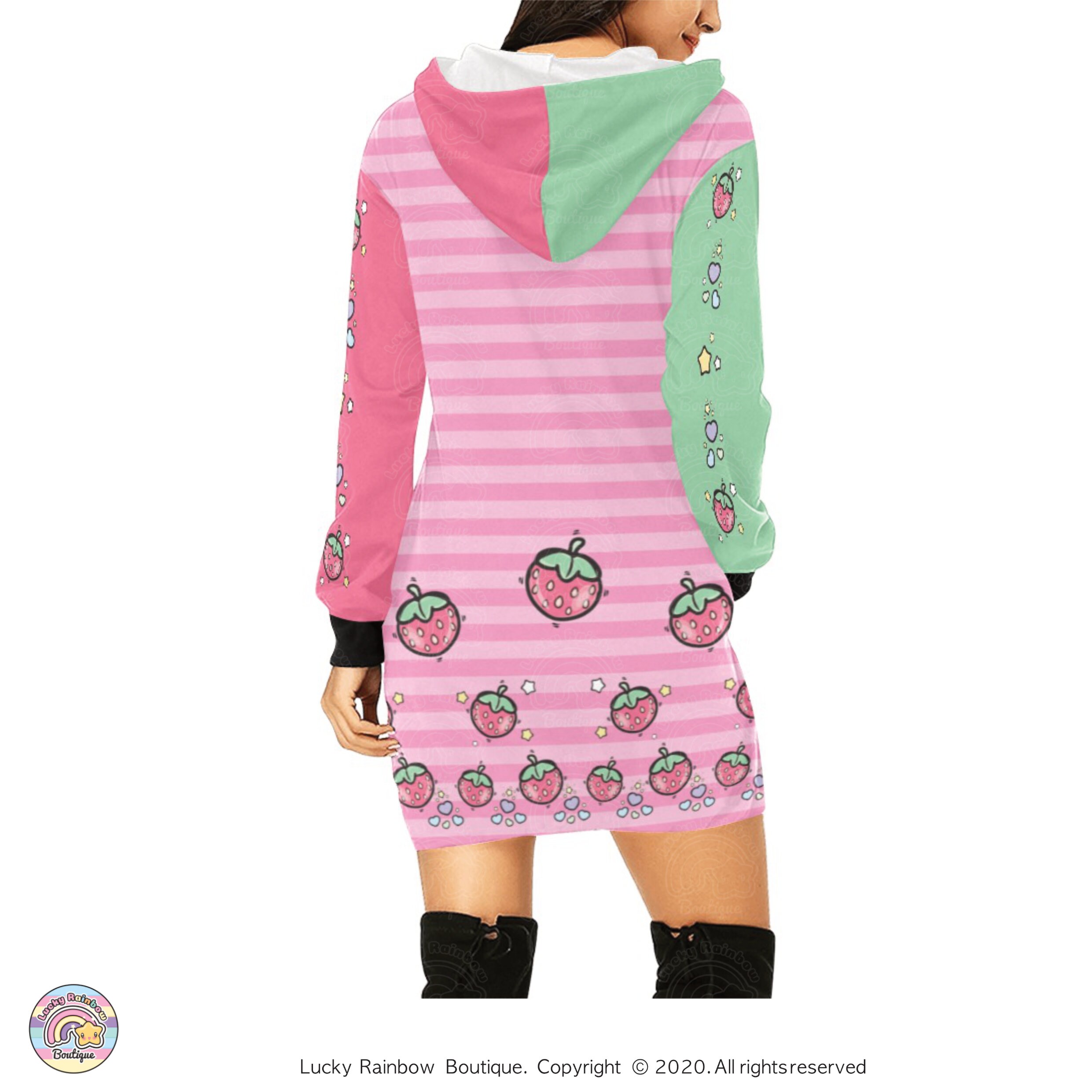 Strawberry Bunny Hoodie Dress Kawaii 