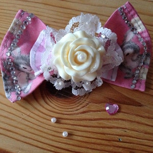 Kawaii Bunny Hair Bow Clip Baby Kei Hair Bow Pink Bunny Fairy Kei