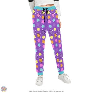 Purple Star Jogger Pants, Rainbow Stars Sweatpants, 90’s Tracksuit Bottoms, Cute Sportswear, Harajuku Streetwear, Kawaii Clothes