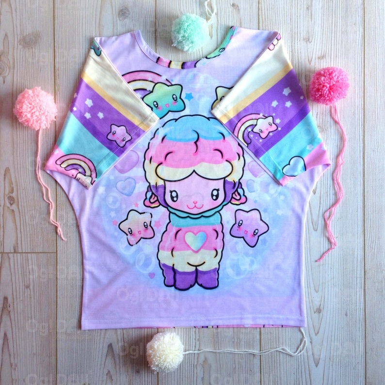 Kawaii TShirt Cute Pastel Animal Batwing Tee Yume Kawaii Etsy
