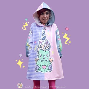 Vestido con capucha de unicornio zombi, ropa gótica pastel, sudadera de Halloween kawaii, suéter de temporada espeluznante, jersey de Harajuku, ropa linda y espeluznante