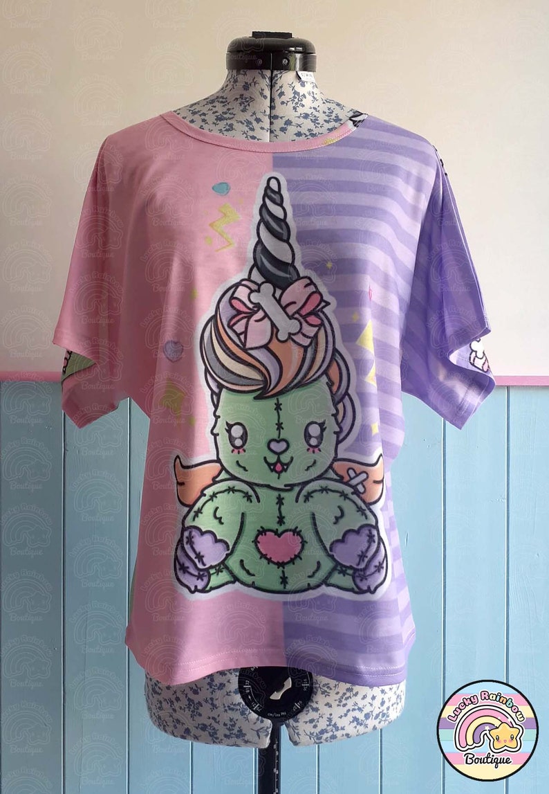 Pastel Goth Unicorn Batwing Top