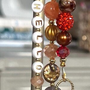 Purse Handbag Charm | 3 Handmade Bead Strands | Fall Charms | Lobster Clasp | Cute Wording “Hello Fall” | Women Girl | Gifts| Keychain