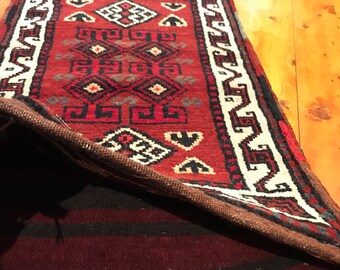 Vintage Türkischer Yastik Kissenbezug Teppich 3'0"x1'7" Orientalischer Teppich, Eklektischer Teppich, Tribal, Boho Teppich, Handgemachter Teppich GK169