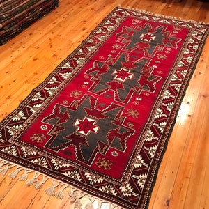 Turkish Rug 9&#39;10&quot;x4&#39;8&quot; Vintage Kars Rug Carpet Oriental Handmade Natural Dyes Tribal Wool Eclectic Handwoven Bohemian OGK399