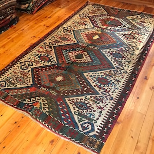 Turkish Rug 9'11"x5'8" Antique Cine Aydin Anatolian Kilim Rug Oriental Handmade Natural Dyes Tribal Wool Eclectic Handwoven Bohemian GK84