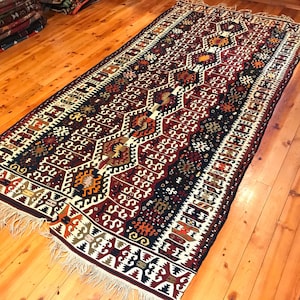Turkish Rug 10&#39;11&quot;x5&#39;3&quot; Antique Adiyaman Kilim Rug Oriental Handmade Natural Dyes Tribal Wool Eclectic Handwoven Bohemian GK112
