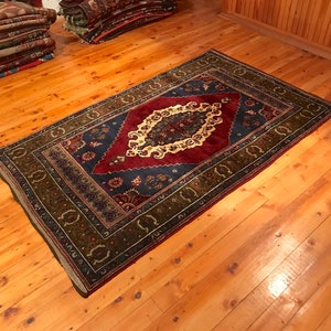 Turkish Rug 7&#39;1&#39;&#39;x4&#39;4&#39;&#39; Antique Taspinar Rug Carpet Oriental Handmade Natural Dyes Tribal Wool Eclectic Handwoven Bohemian GK23