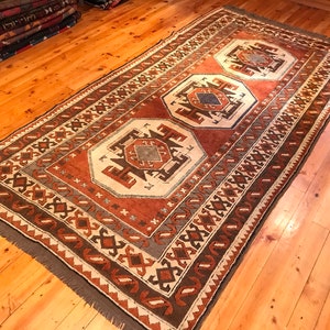 Turkish Rug 10'4"x5'2" Vintage Anatolian Nigde Kars Rug Carpet Oriental Handmade Natural Dyes Tribal Wool Eclectic Handwoven Bohemian GK231