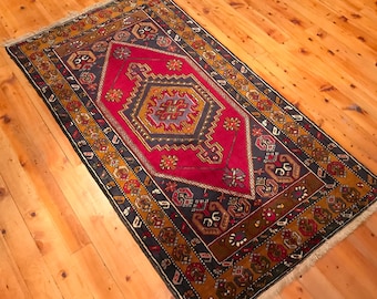 Alfombra vintage turca Yahyali Anatolian Alfombra 6'8 "x3'5" Alfombra oriental, Alfombra ecléctica, Diseño tribal, Alfombra Boho, Alfombra hecha a mano GK214
