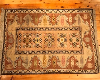 Alfombra turca vintage Milas Anatolian Alfombra 4'8 "x3'3" Alfombra oriental, Alfombra ecléctica, Diseño tribal, Alfombra Boho, Alfombra hecha a mano GK205