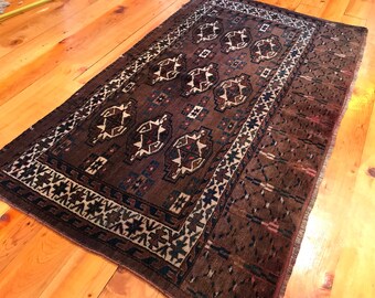 Vintage Turkish Buhara Pillow Cover Rug Carpet 4'2"x2'5" Oriental Rug, Eclectic Rug, Tribal, Bohemian Rug, Handmade Rug GK355