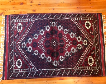 Alfombra turca, Alfombra bergama turca vintage, Decoración oriental de 5'8" x 3'8", Alfombra ecléctica, Diseño tribal, Alfombra boho, Alfombra de lana hecha a mano GK012