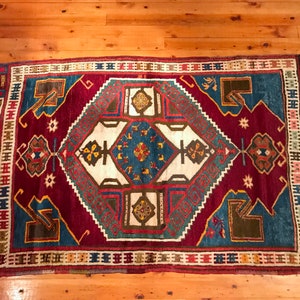 Turkish Rug 7'0"x4'2" Antique Karapinar Konya Rug Carpet Oriental Handmade Natural Dyes Tribal Wool Eclectic Handwoven Bohemian GK37