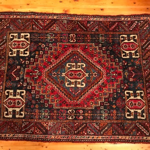 Rug 5'2''x3'10'' Kazak Antique Caucasian Rug Carpet Oriental Handmade Natural Dyes Tribal Wool Eclectic Handwoven Bohemian OGK22