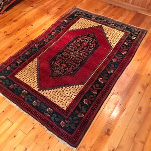 Rug 6&#39;9”x4’5” Vintage Azerbeijan Carpet Rug Oriental Handmade Natural Dyes Tribal Wool Eclectic Handwoven Bohemian GK15