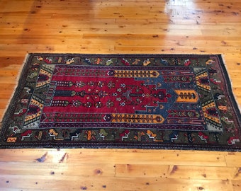 Vintage Turkish Yahyali Rug Carpet 6'11" x 3'6" Alfombra oriental, Alfombra ecléctica, Diseño tribal, Alfombra Boho, Alfombra de lana hecha a mano GK006