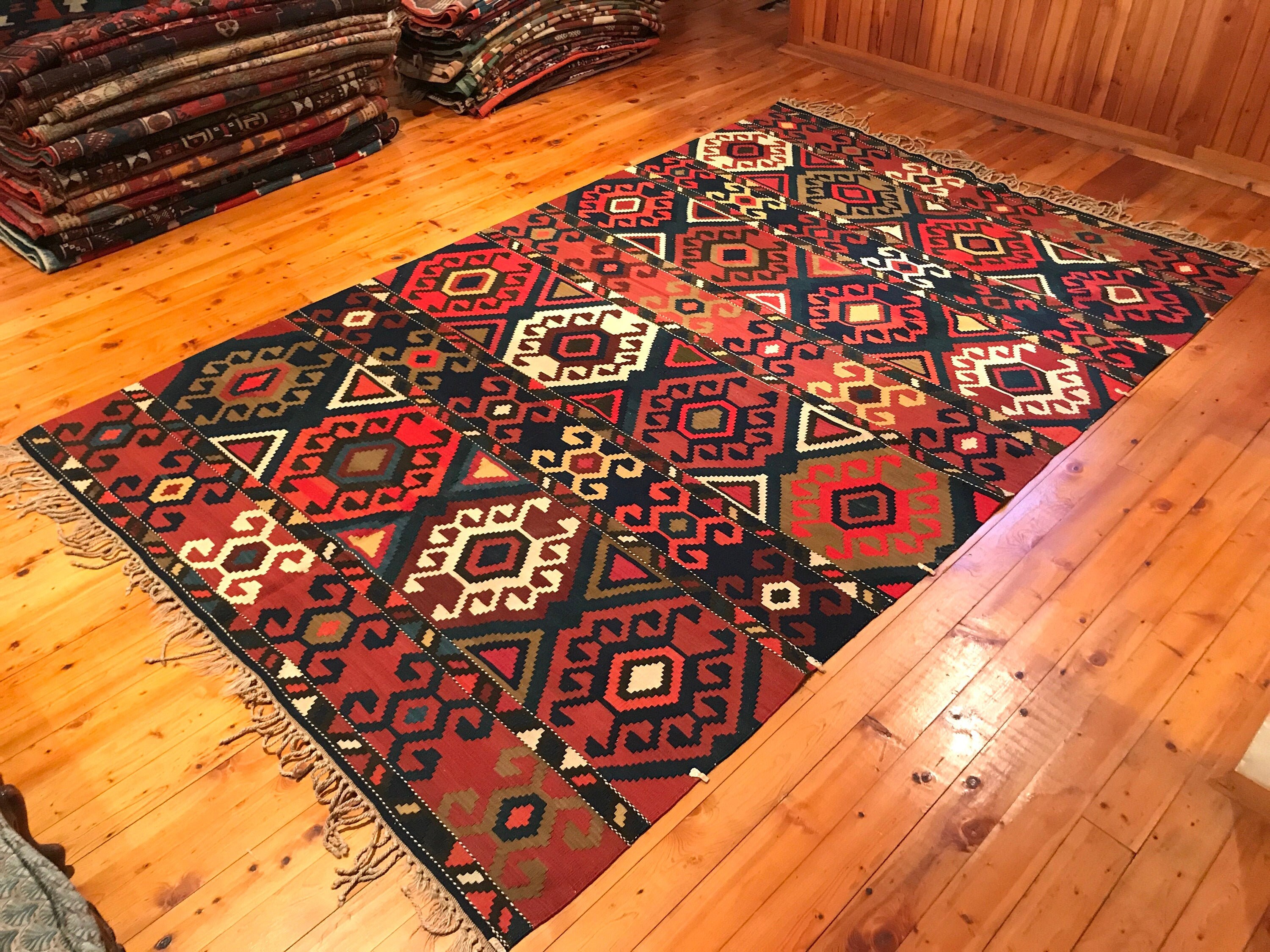 SLD Rug 10'x6'3" Shirvan Antique Caucasian Kilim Rug Oriental Handmade Natural Dyes Tribal Wool Eclectic Handwoven Bohemian GK74