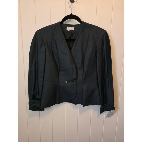 Nina Ricci, Vintage 80s NINA RICCI Boutique Teal Tweed Blazer Jacket New Silk Blend UK 10