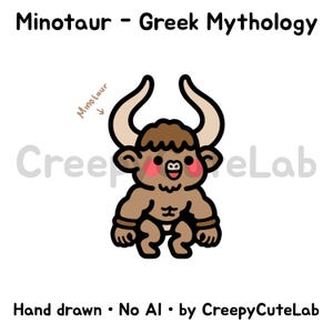 Kawaii Minotaur PNG Clipart | Hand-Drawn Greek Mythology Monster (Digital Download)