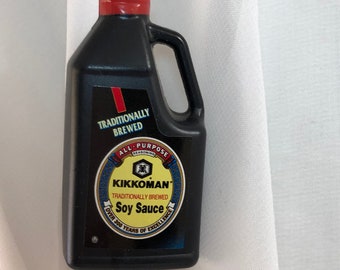 Miniature Kikkoman Jug of Soy Sauce "Mini Brands" Novelty 3D Pin Brooch